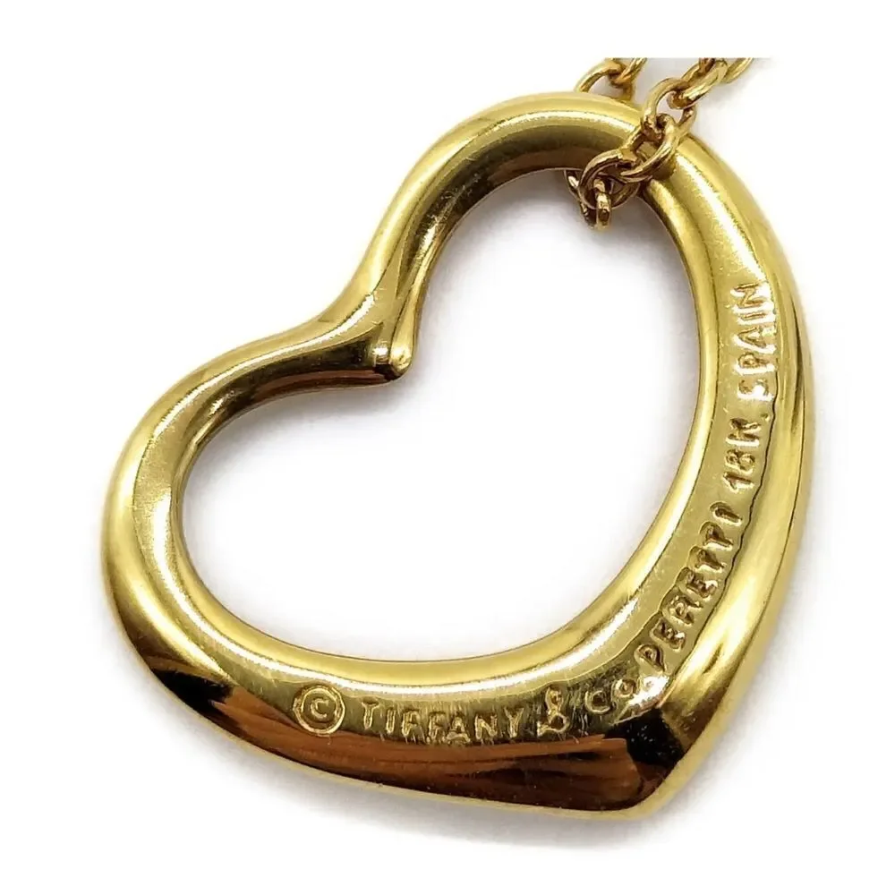 Tiffany and Co. Pendant Necklace Open Heart Peretti 18k Yellow Gold